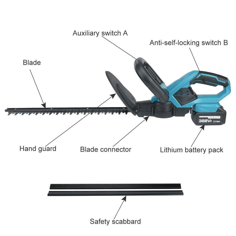 22inh New Handy Cordless Hedge Trimmer dual blade for twigs cutting trimming