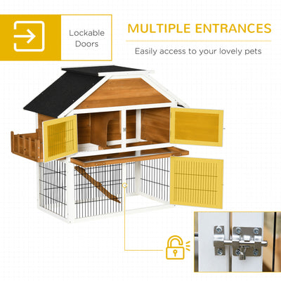 Outdoor Rabbit Hutch with Flower Bed, Shady Waterproof Wooden Rabbit Cage 196393256572