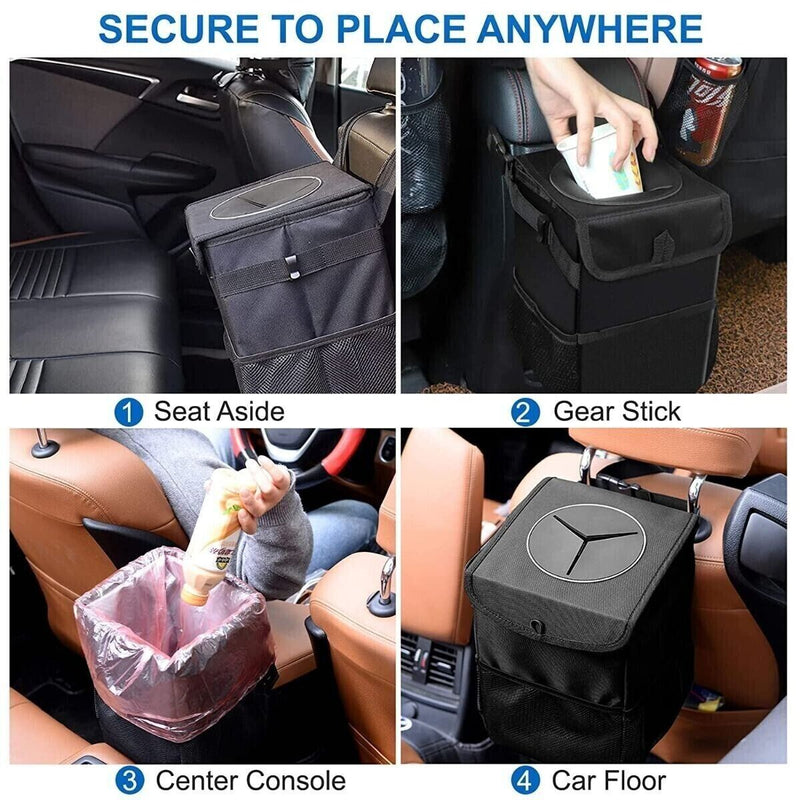 Trash Can Garbage Portable Car Bin Bag Organizer for Vehicles Waterproof Black