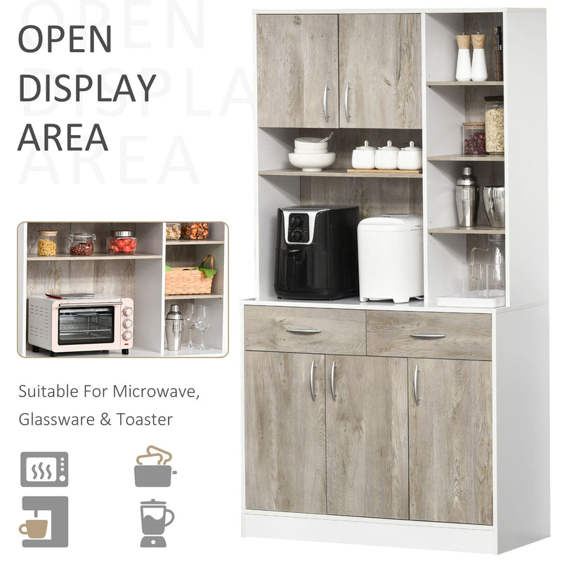 Kitchen Cupboad with Hutch Multi Storage Cabinet Sideboard with Drawers