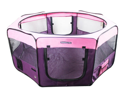 45" Portable Puppy Pet Dog Soft Tent Playpen Folding Crate Pen New - Pink/Purple