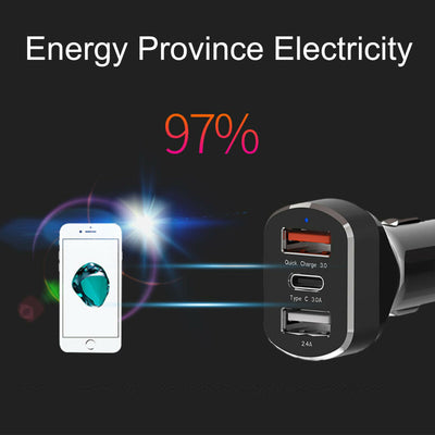 30W 8.4A 3-Port Car Charger Super Fast Charging for iPhone 11 Pro, Galaxy S20+