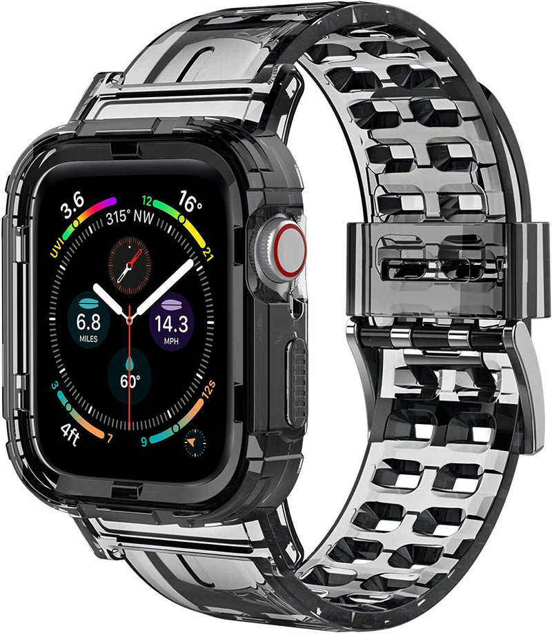 For Apple Watch Band 44mm 42mm [2 in 1] Shockproof Bumper Case + TPU Band Strap