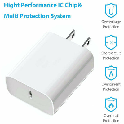 PD 18W USB-C Fast Charging Wall Charger- UL Certified For iPhone 11 / Pro / Max