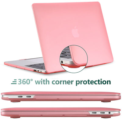 For 2020 MacBook Pro A2289 & A2251 Pink Rubberized Hard Shell+KB Film+LCD Film