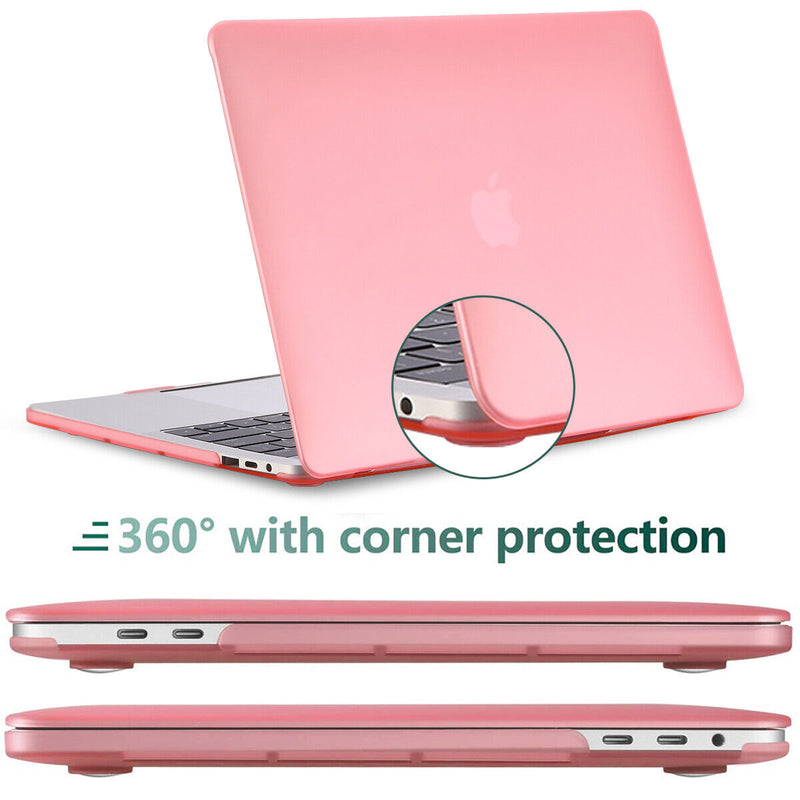 For 2020 MacBook Pro A2289 & A2251 Pink Rubberized Hard Shell+KB Film+LCD Film