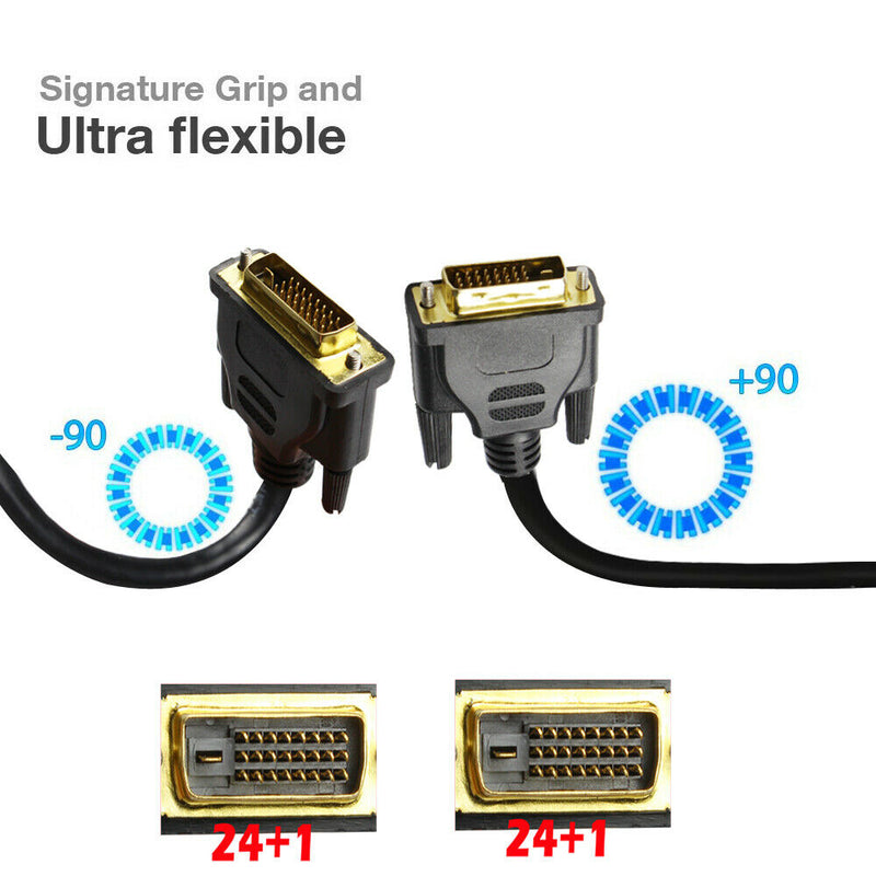 DVI to DVI Cable Male DVI-D for LCD Monitor Computer PC Projector DVD Cord Lead