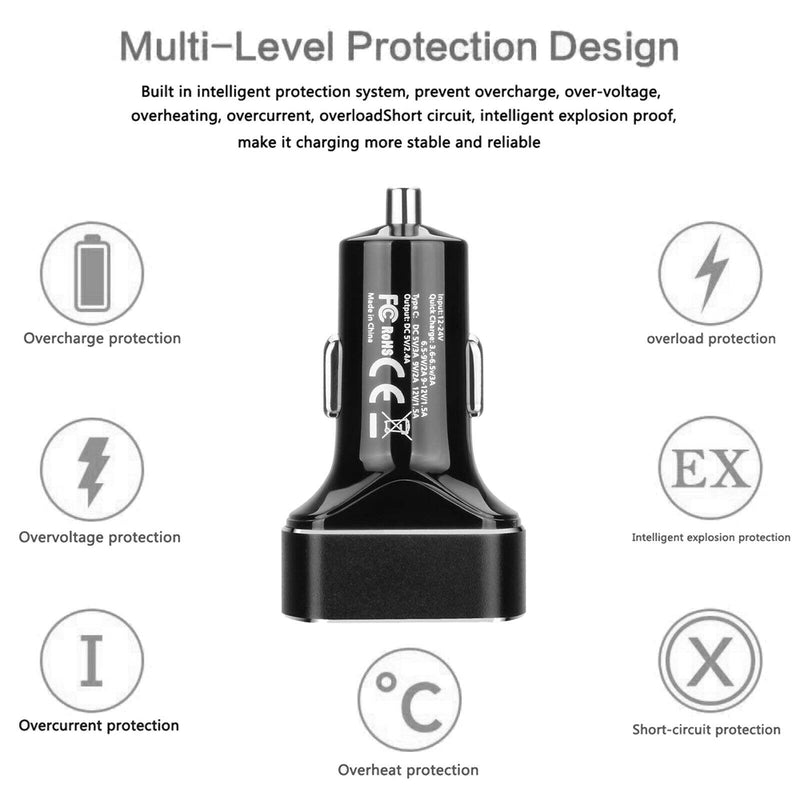 30W 8.4A 3-Port Car Charger Super Fast Charging for iPhone 11 Pro, Galaxy S20+