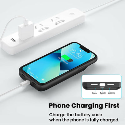 For iPhone 13 Pro 6.1" Wireless Charging Extended Battery Pack Case without Plug