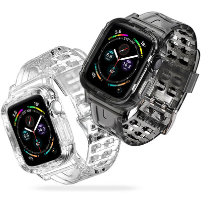 [Black/Clear] Uni-body Protective Bumper Band For Apple Watch Series 6 / SE-44MM