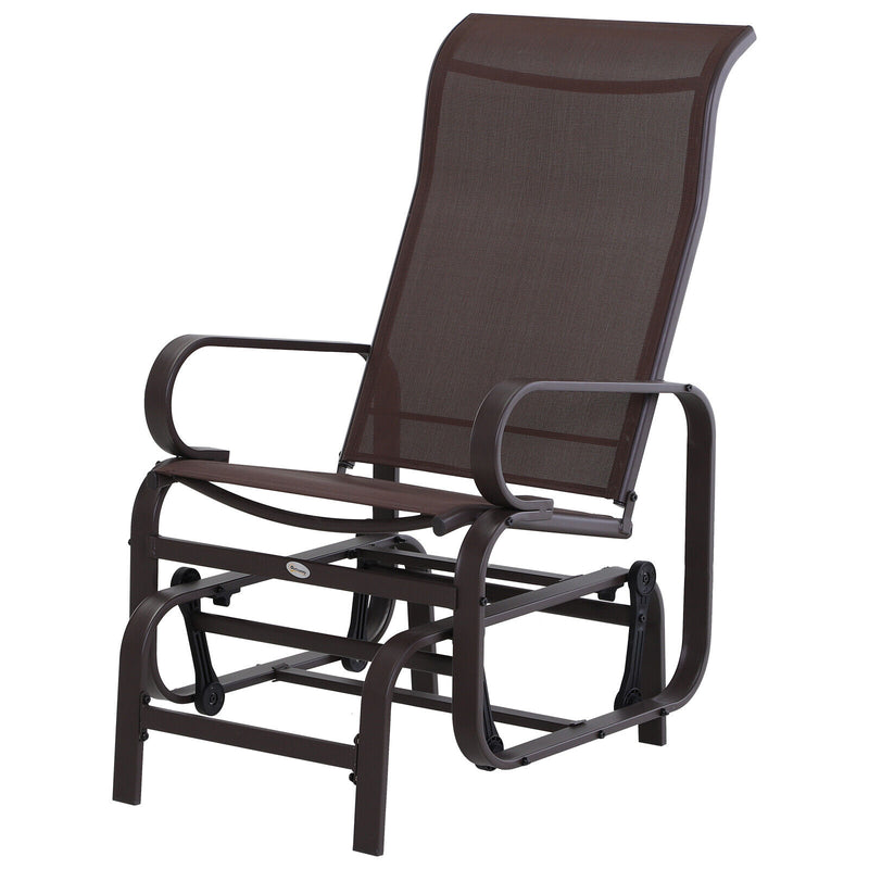 Outdoor Patio Gliding Chair, Swing Rocker Sling Fabric, Porch Deck Garden Pool