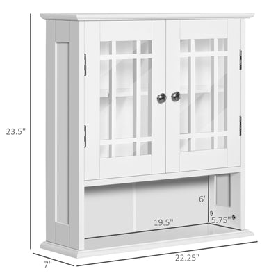 Modern Wall Mounted Bathroom Cabinet, Cabinet with 2 Door and Open Shelf, White