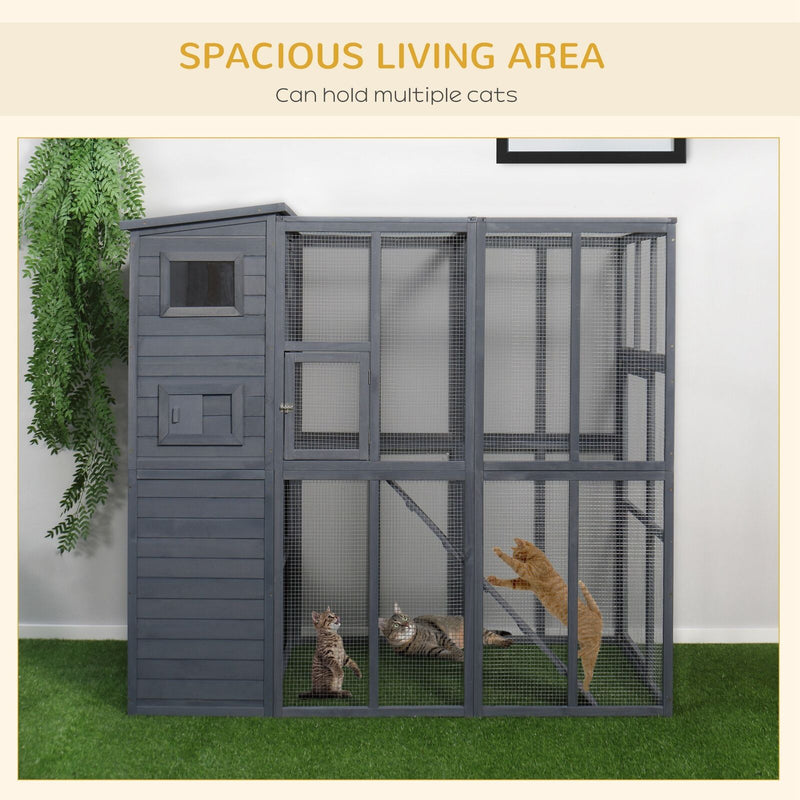 Large Cat House with 4 Stories, Indoor and Outdoor Cat Enclosure, Catio