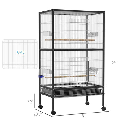 Large Bird Parrot Cage Play Top Finch Macaw Cockatoo House Pet Supply w/ Wheels