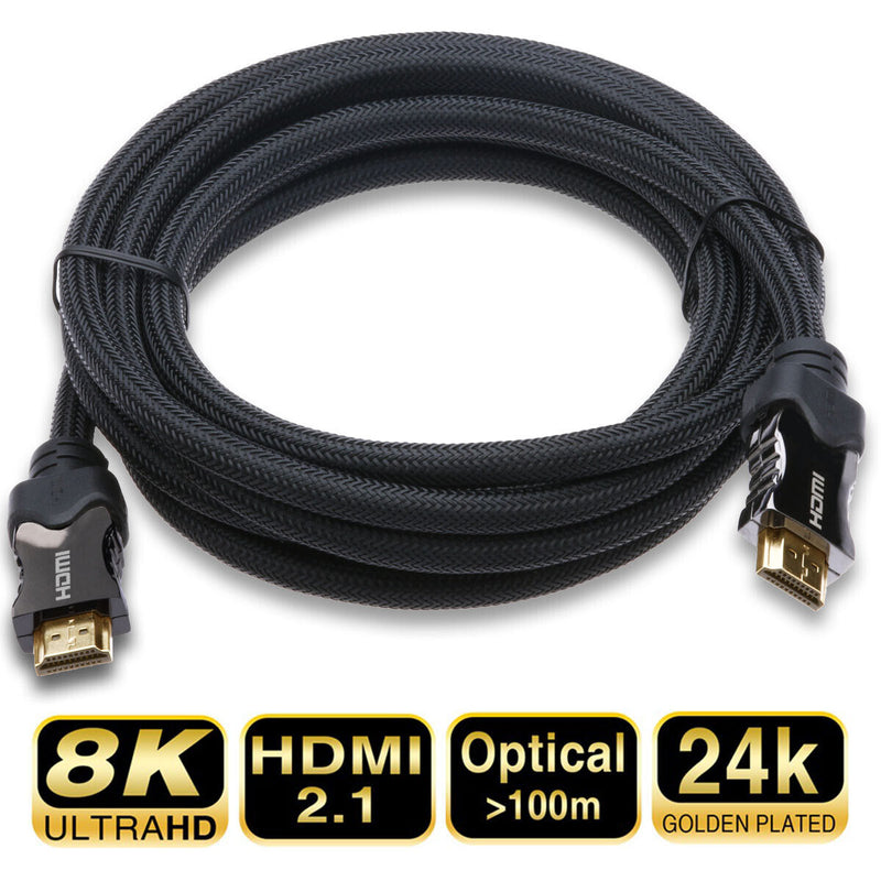 10FT/3M Ultra High Speed PREMIUM Braided UHD 8K HDMI Cable w/HDCP 2.2 eARC HDR