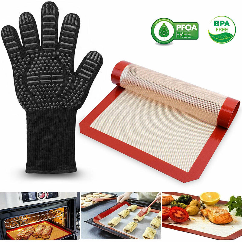 High Dexterity Extreme Heat Resistant BBQ Gloves for Handling Hot Food, Black CA