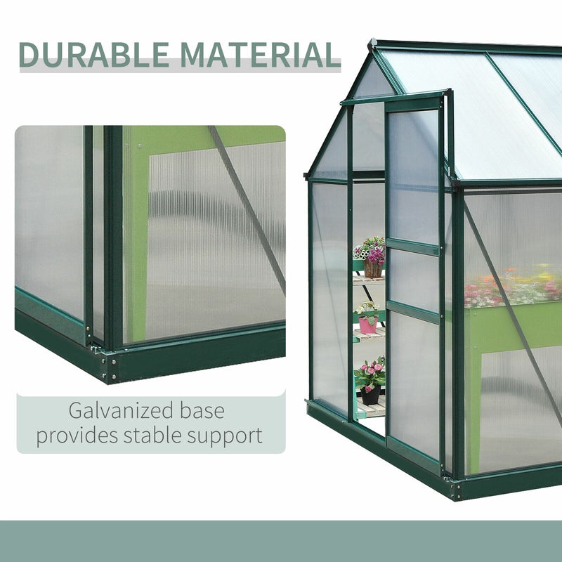 Outsunny 6.2&apos; x 4.3&apos; x 6.6&apos; Walk-In Green House Polycarbonate Greenhouse for