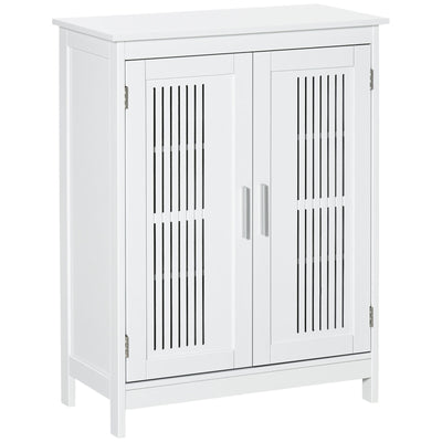 Bathroom Floor Cabinet, Freestanding Linen Cabinet, Storage Cupboard, White