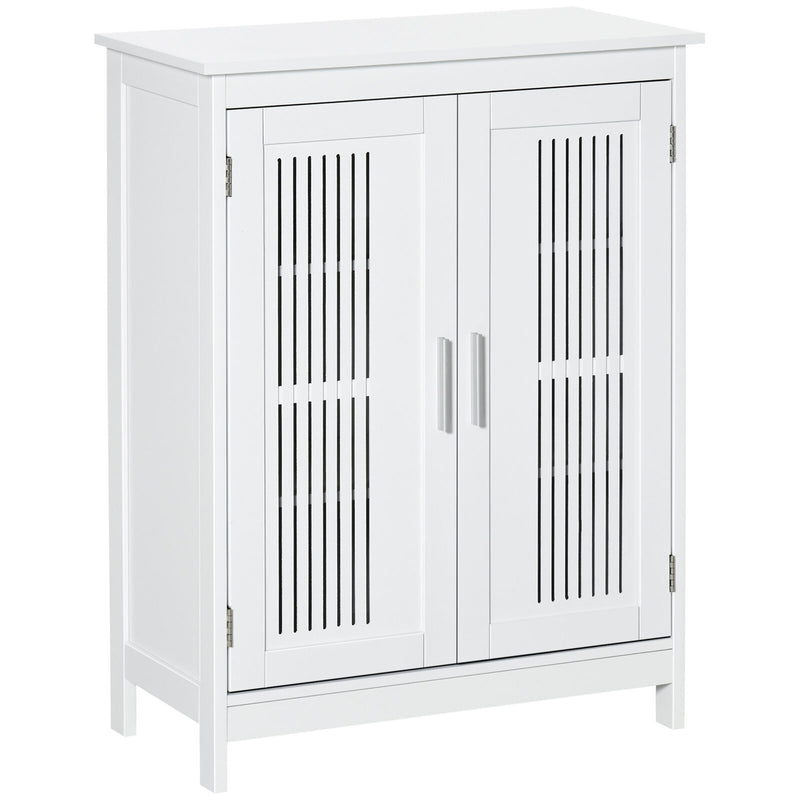 Bathroom Floor Cabinet, Freestanding Linen Cabinet, Storage Cupboard, White