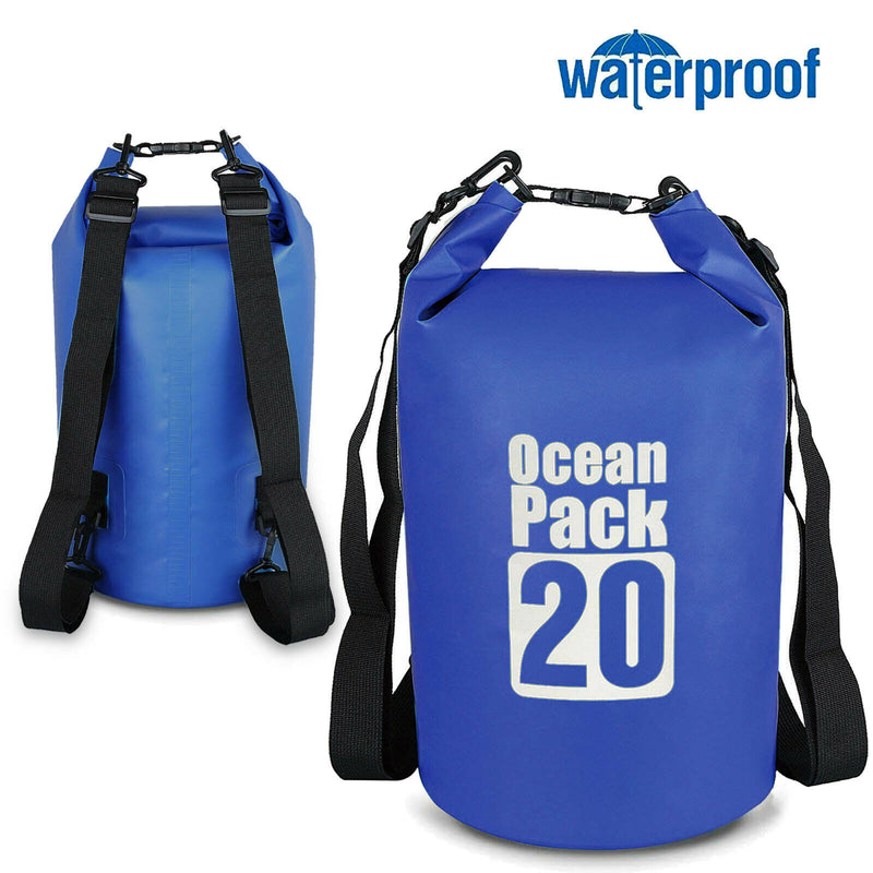 US Professional Floating Waterproof Dry Bag with Adjustable Back Strap, Blue