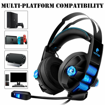 Gaming Headset with Rotatable, Noise Reduction Mic (Over-Ear And LED Lighting)