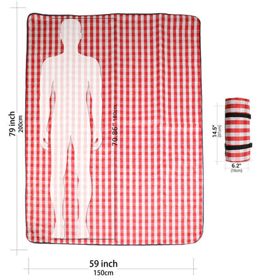 Portable Extra Large Picnic & Outdoor Blanket, Red and White Checkered, 79 x59in