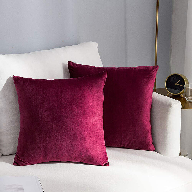 2-Pack Super Luxury Soft Velvet Throw Pillow Covers for Party/Xmas 18x18 Inches