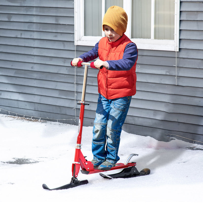 Folding 2in1 Snow Scooter Snowboard Ski Kick-Scooter Red