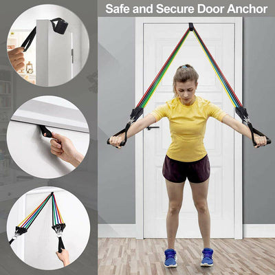 Portable Exercise Bands with Door Anchor, Handles, Carry Bag, Legs Ankle Straps