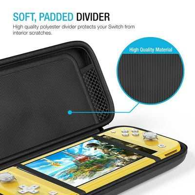 For Switch Lite 2019 Travel Carrying Case + TPU Case + HD Tempered Glass + Caps