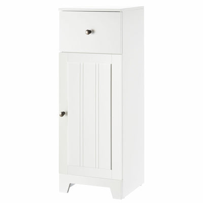 kleankin Small Bathroom Floor Storage Cabinet w/ 1 Drawer and Adjustable Shelf