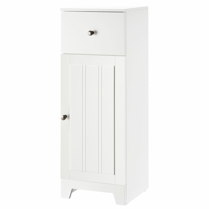 kleankin Small Bathroom Floor Storage Cabinet w/ 1 Drawer and Adjustable Shelf