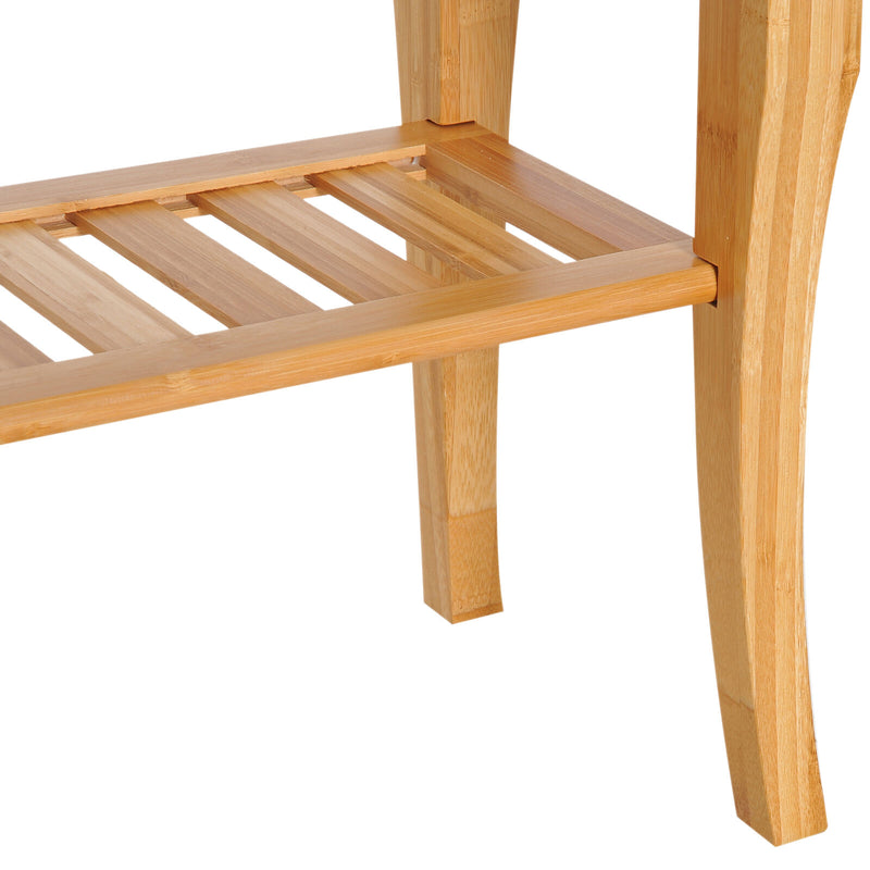 20" Bamboo Shower Bench Bathroom Seat Spa Organizer Storage Shelf