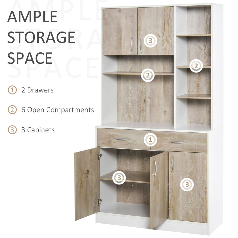 Kitchen Cupboad with Hutch Multi Storage Cabinet Sideboard with Drawers