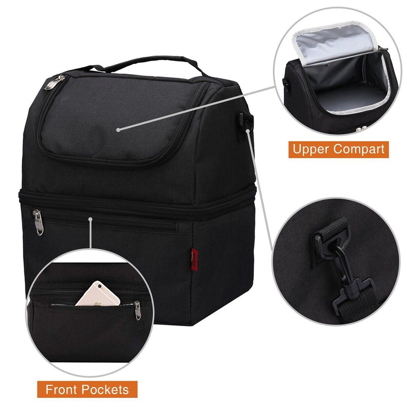 Insulated Leakproof Double Decker Cooler Bag for Trip/ Picnic/ Sports/ Flight