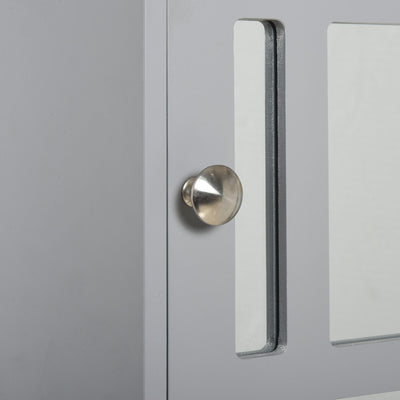 kleankin Wall Mount Mirror Cabinet with Door Shelf Bathroom & Powder Room Grey
