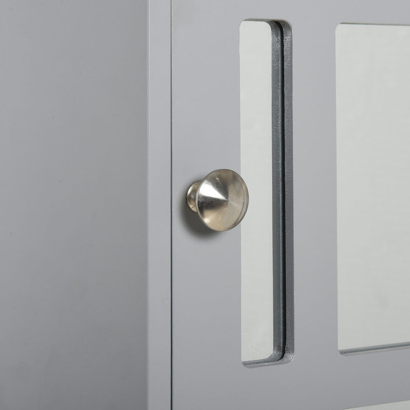 kleankin Wall Mount Mirror Cabinet with Door Shelf Bathroom & Powder Room Grey