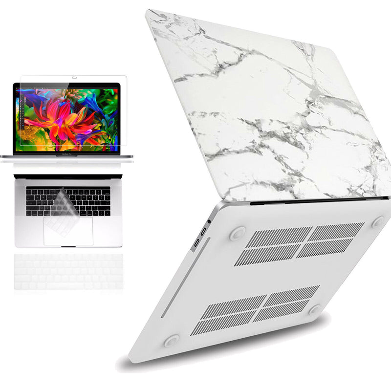 3 in 1 Marble Rubberized Case+KB Cover+HD LCD Film for MacBook Pro 13" 2020-2016