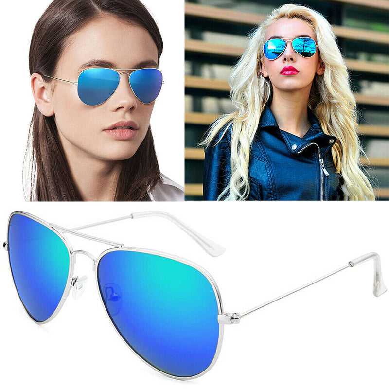 Mirrored Ice Blue Lens Classic Aviator Polarized Sunglasses UV400 for Women Men