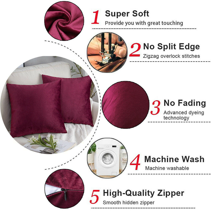 2-Pack Super Luxury Soft Velvet Throw Pillow Covers for Party/Xmas 18x18 Inches