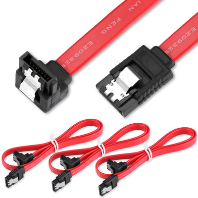 3-12PACK SATA Cable III 6Gbps Straight HDD SDD Data Cable with Locking Latch,Red