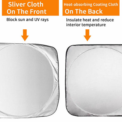 2X Car Front Windshield Shades Block UV Ray Sun Visor Protector [63x35 inches]