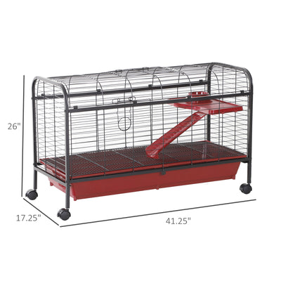 42” Rolling Pet Cage Set for Small Animals with Ramp &amp; Water Feeder 842525138161