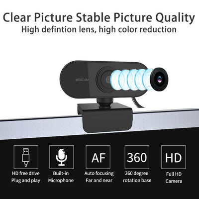 1080P High Definition USB Webcam with Microphone for Conference, Game,Study CA