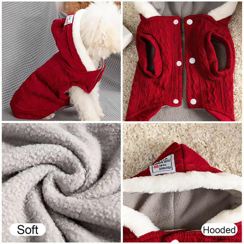 Super Warm Jacket Pet Cold Weather Clothes w/Hooded for Cats / Small Medium Dogs