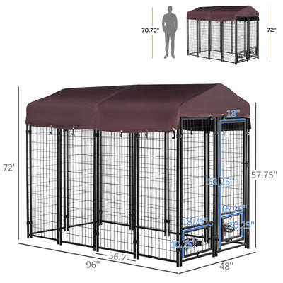 PawHut Outdoor Dog Kennel, w/ Weather Resistant Cover, 8ft x 4ft x 6ft, Red