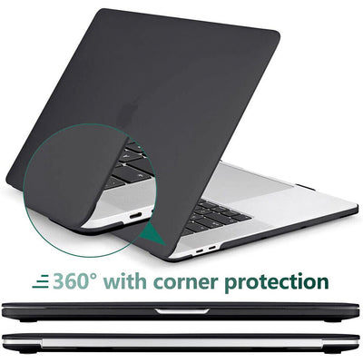 Black Rubberized Plastic Case+Keyboard Cover+HD Film for MacBook Pro 15.4" A1990