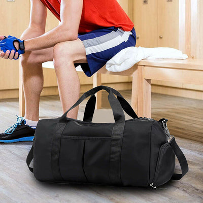 Lightweight Gym Sports Duffel Bag with Shoes Compartment & Wet Pocket, 34L Black