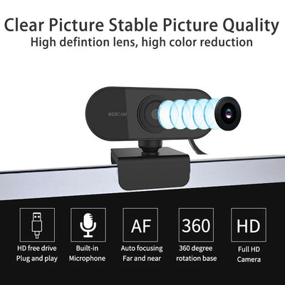 1080P HD Streaming USB Webcam with Microphone & Rotatable Clip for PC,MAC,Laptop