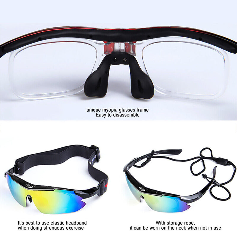 [11 IN 1] Sports Sunglasses UV Protection-5 Lenses, Headband, Storage Bag & Case